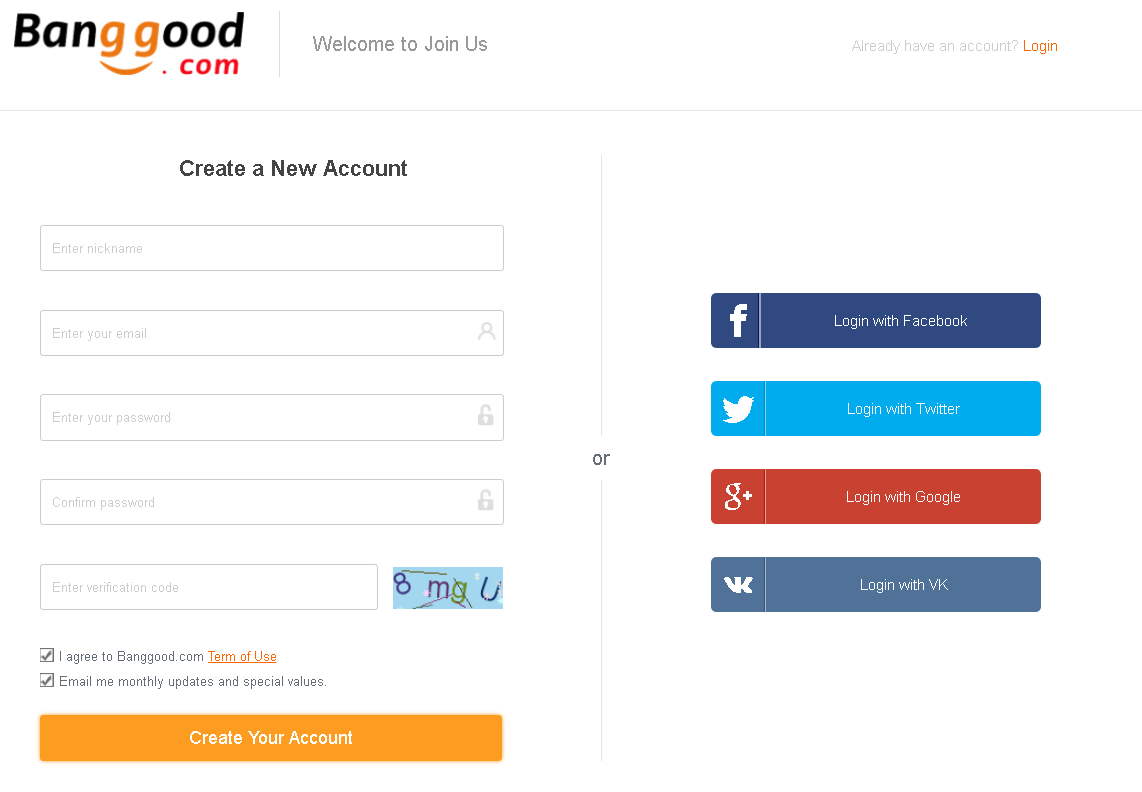 banggood registrazione