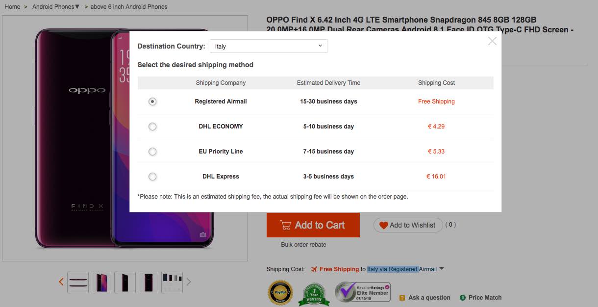 EU Priority Line e HKEU Priority Line GeekBuying
