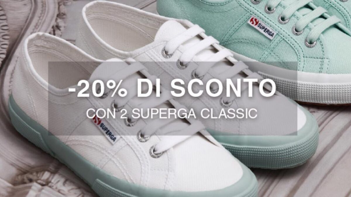 Superga | Offerta | -20% su due paia di scarpe | Giugno 2019 - MrDeals