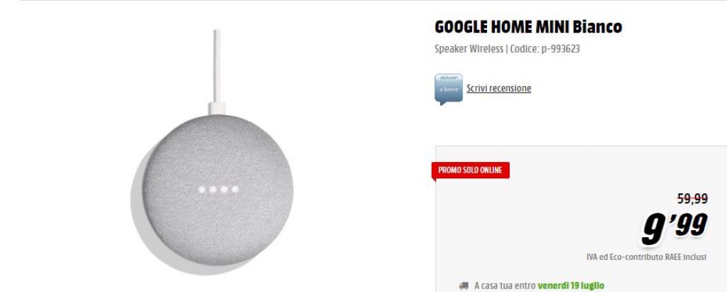 google home mini bianco