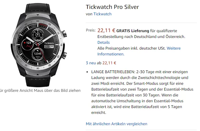 TicWatch Pro a 22€: approfitta dell’errore di prezzo Amazon!