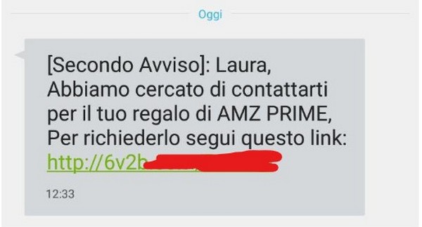 sms spam truffa amazon amz prime 2