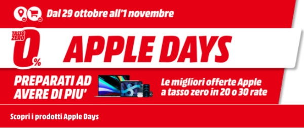 mediaworld apple days offerta sconto