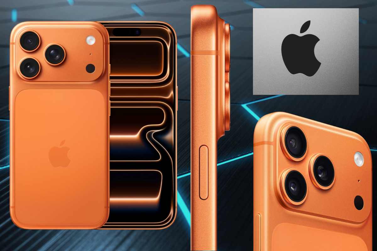 iphone 17 pro diverse angolazioni e logo apple