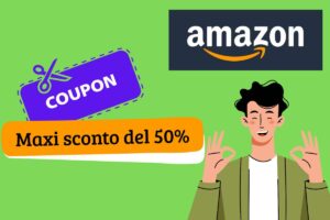 grafica coupon uomo ok logo amazon scritta