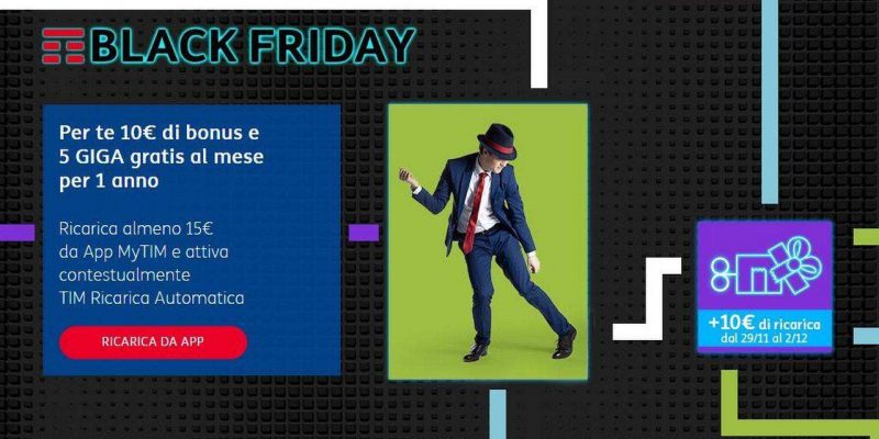 Per il Black Friday, TIM regala 10€ di credito gratis ricaricando con MyTIM